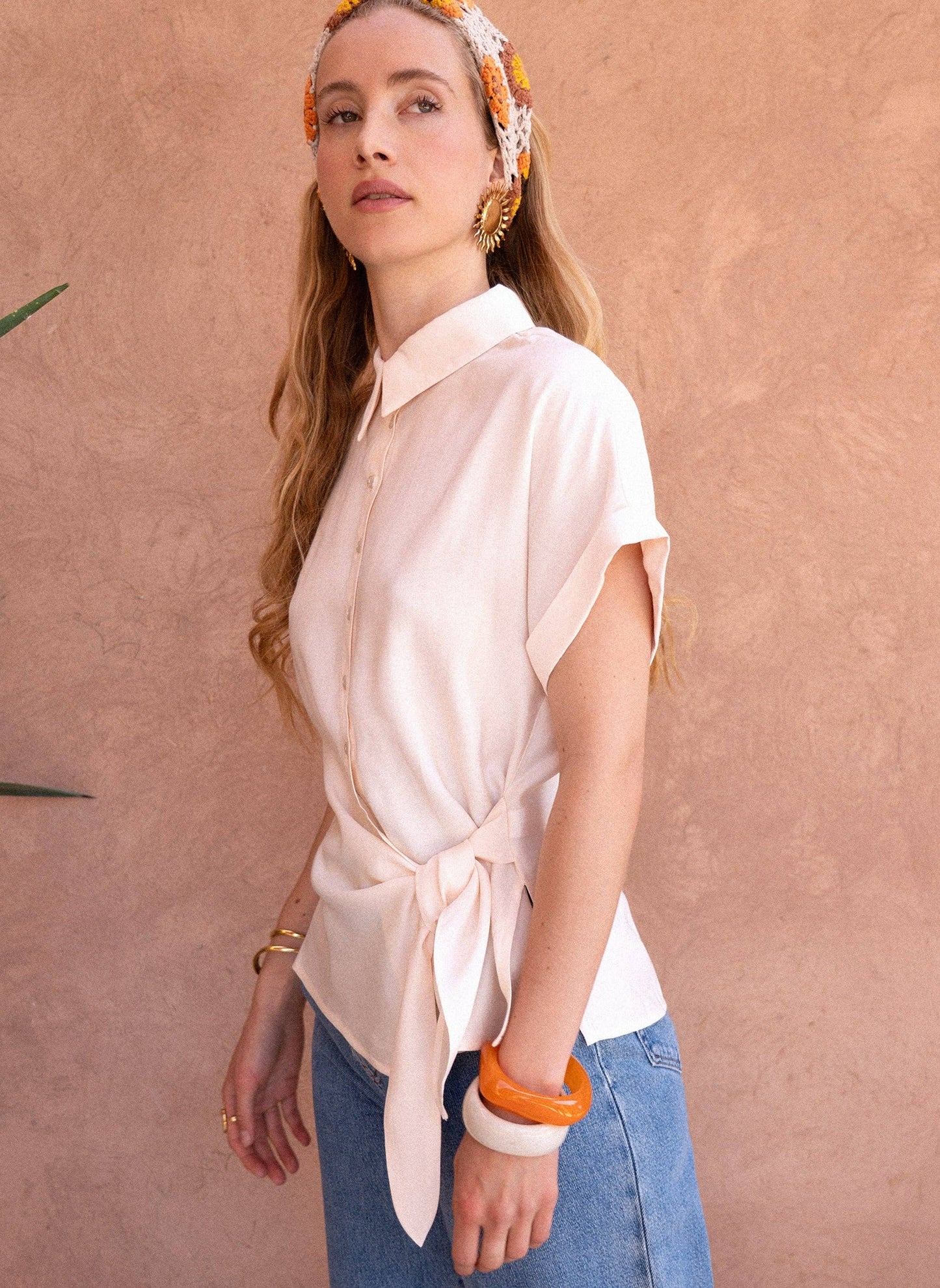 Camicia Kay ecrù con nodo laterale