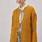 Cardigan in maglia senape con cintura a contrasto