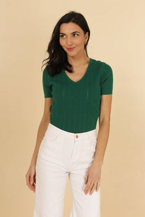 Top in maglia traforata con scollo a V Maki