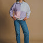 Maglione oversize donna half-zip color block lavanda