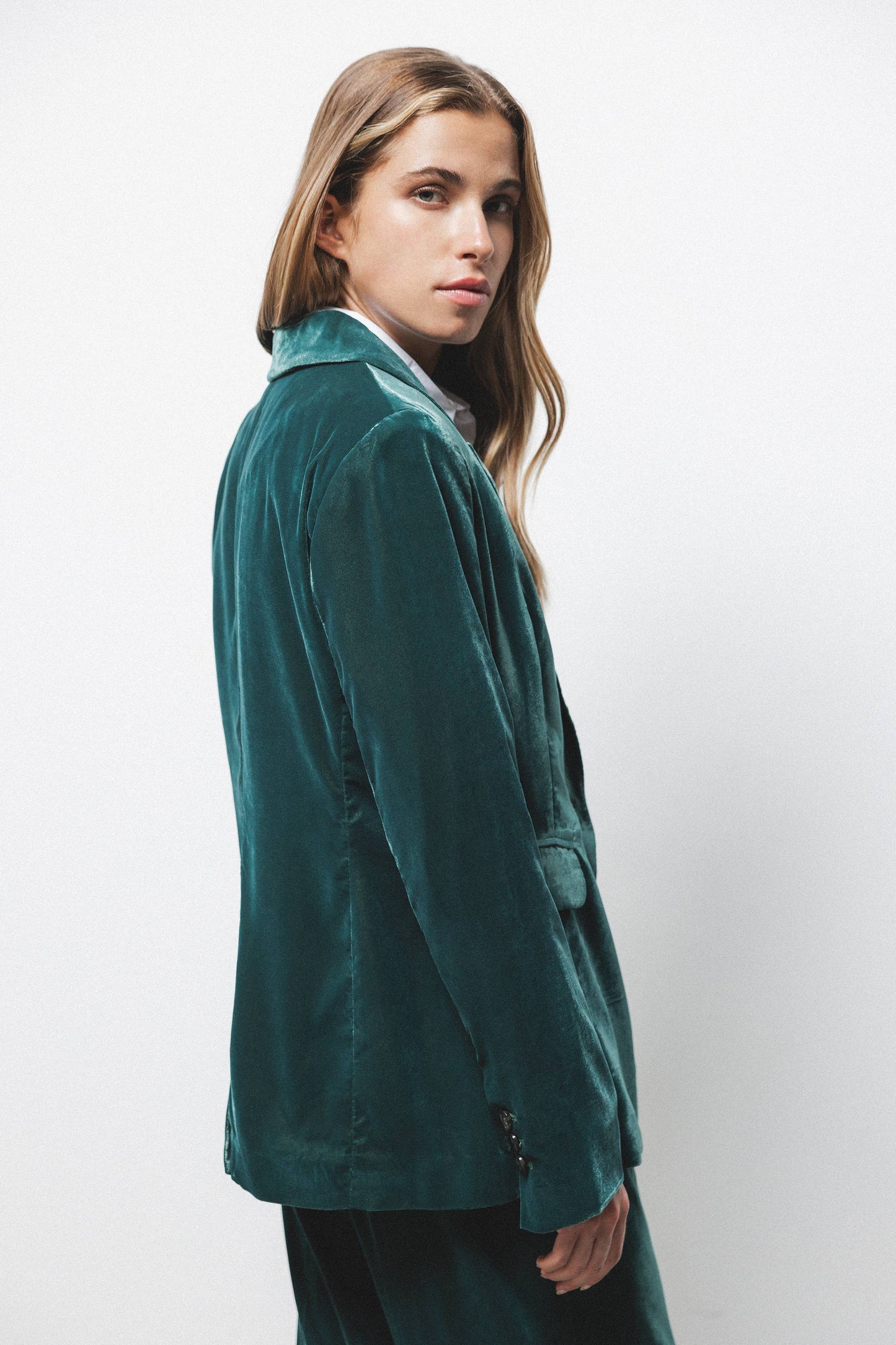 Blazer effetto velluto verde