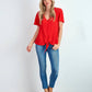 Blusa in viscosa lurex con nodo e scollo a V