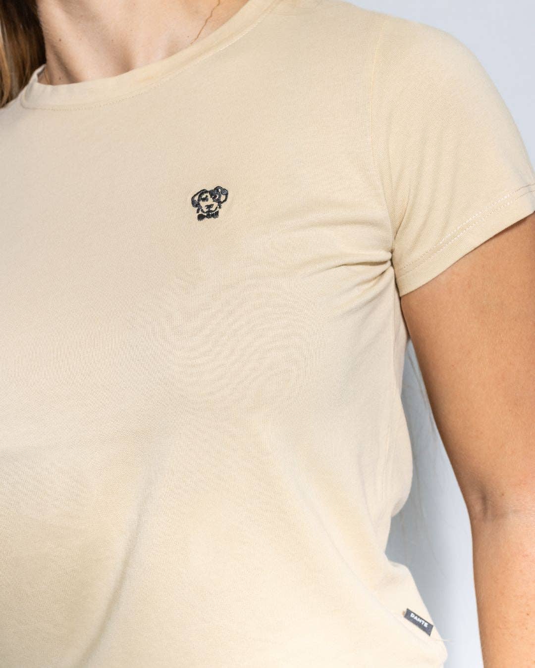 T-shirt donna beige antimacchia in cotone