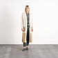 Cardigan lungo in maglia bicolore con tasche