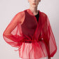 Giacca in organza trasparente con cintura rossa