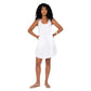 Abito estivo corto in cotone e lino bianco