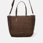 Borsa tote in velluto a coste con inserti in eco pelliccia