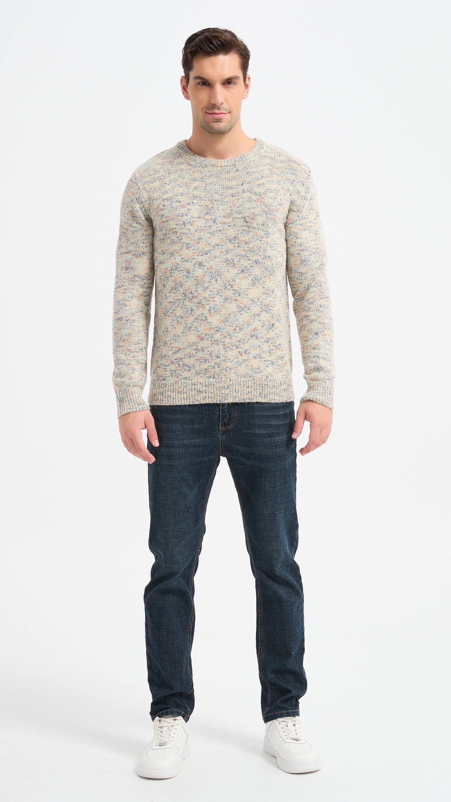 Maglione girocollo spesso Vulcano beige
