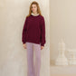 Maglione girocollo a coste con spacchi laterali in misto cashmere