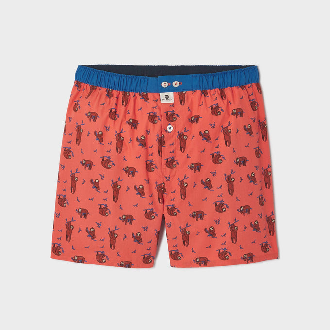 Boxer uomo in cotone biologico con stampa bradipo