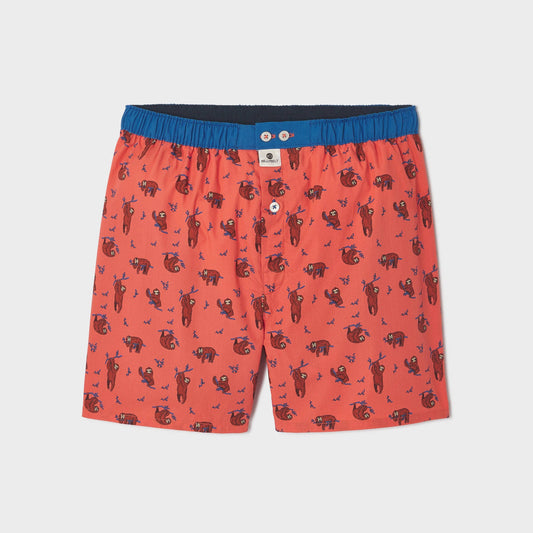 Boxer uomo in cotone biologico con stampa bradipo