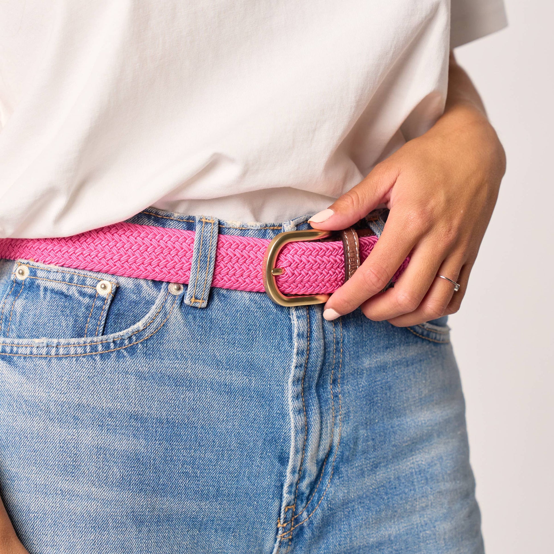 Cintura intrecciata elastica da donna rosa