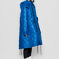 Parka imbottito lungo con cappuccio staccabile blu reale