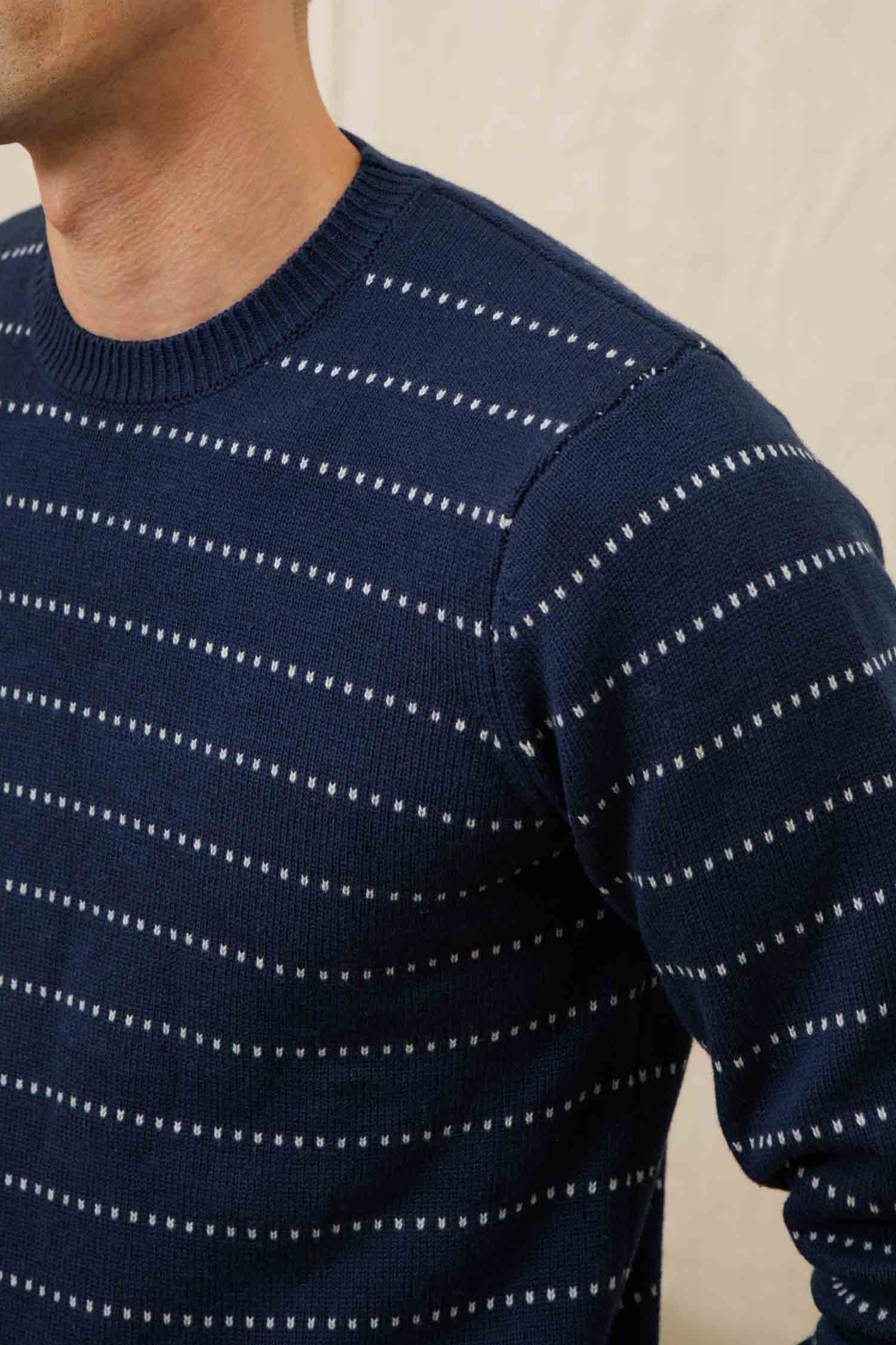 Maglione Orson a righe puntinate blu navy