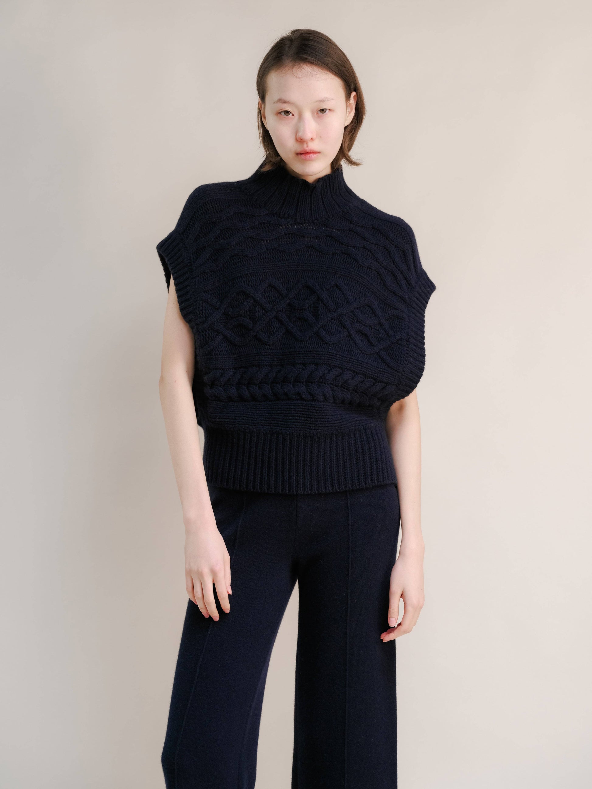 Tunica maxi a trecce in misto cashmere