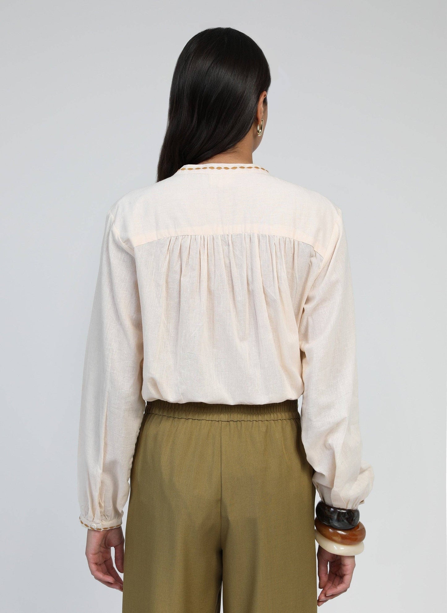 Camicia Soufiana nude in voile di cotone