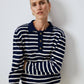 Maglione a righe con scollo a polo