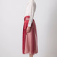 Gonna midi in organza con tasche oversize e cintura