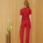 Pantaloni in cotone plissé fine in maglia 3D