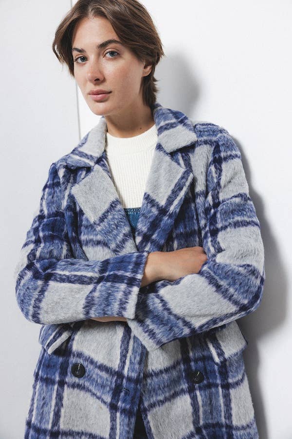 Cappotto doppiopetto a quadri