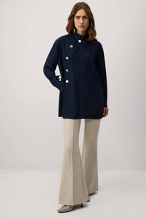 Camicia asimmetrica in crêpe