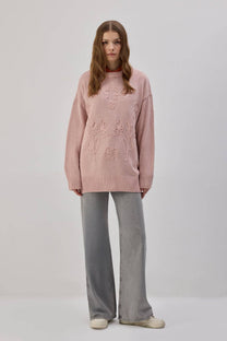 Tunica in maglia con ricamo floreale