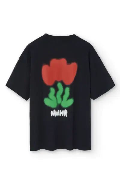 T-shirt nera oversize Tulip in cotone organico