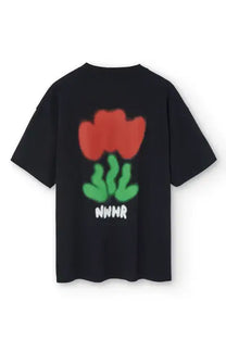 T-shirt nera oversize Tulip in cotone organico