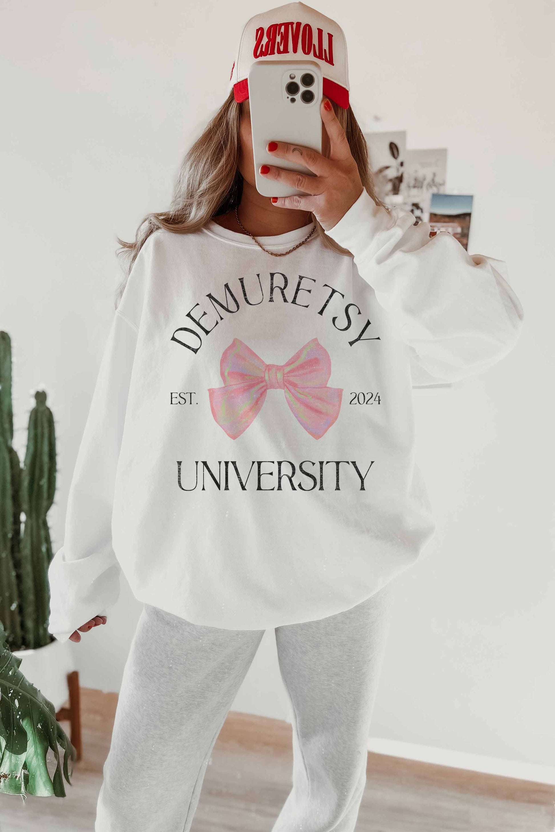 Felpa oversize grafica Demuretsy University