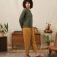 Henley a coste in cotone riciclato da donna verde foresta mélange