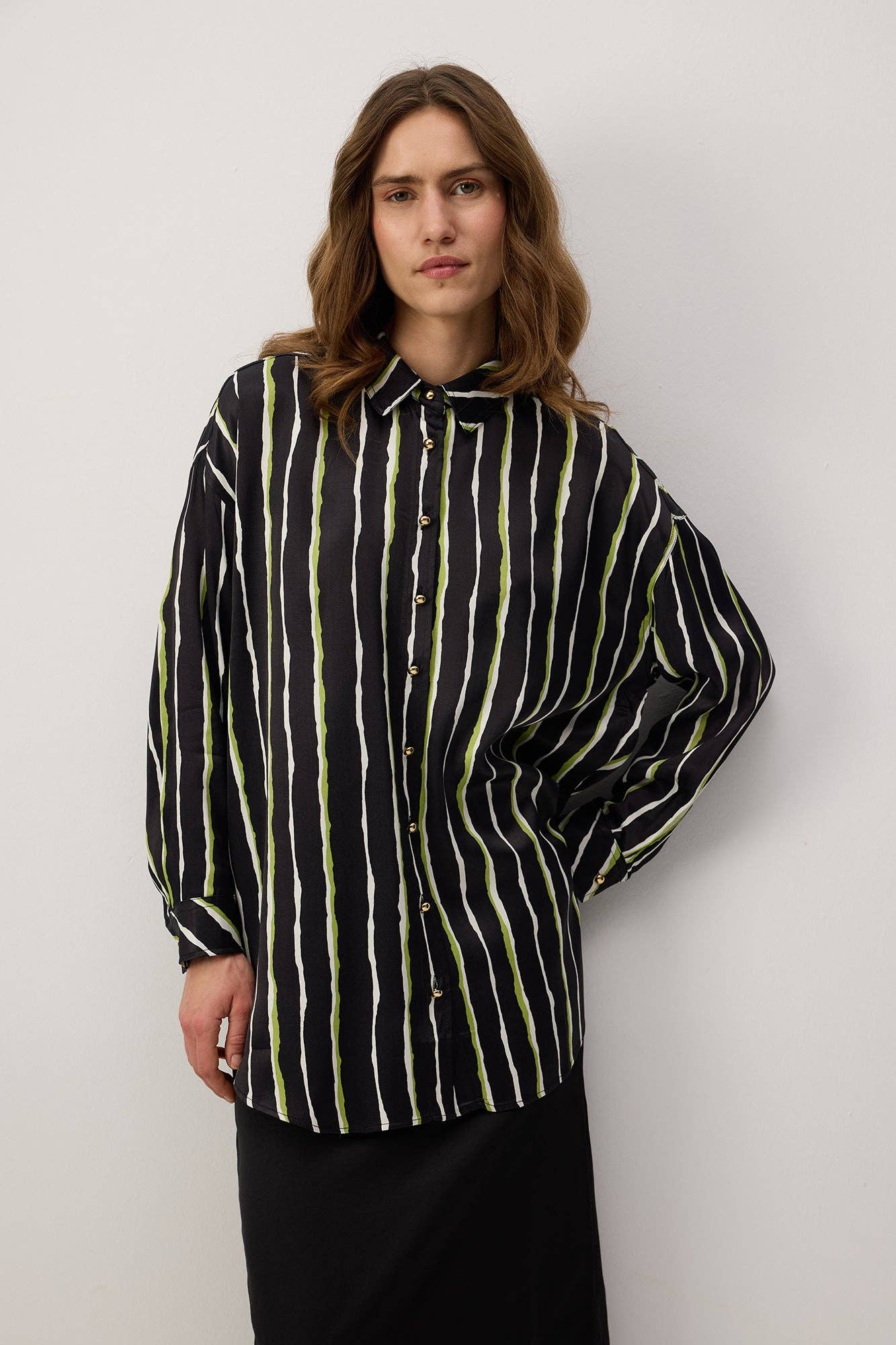 Camicia in raso a righe