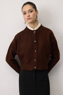 Cardigan corto in maglia con bottoni