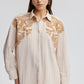 Camicia ricamata in tessuto naturale beige
