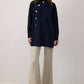 Camicia in crepe asimmetrica blu navy