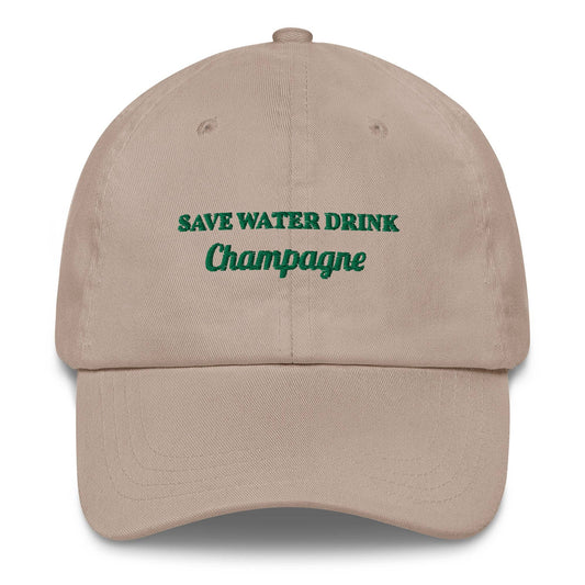 Cappellino da baseball in cotone ricamato "Save Water Drink Champagne"