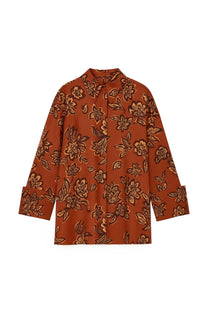Camicia lunga in raso fantasia floreale