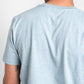T-shirt blu in cotone biologico con stampa minimal