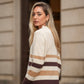 Maglia a righe in lana con collo alto