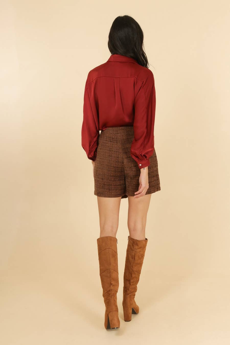 Shorts gonna Salomé a vita alta con zip invisibile