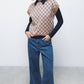 Gilet in maglia jacquard con motivo geometrico