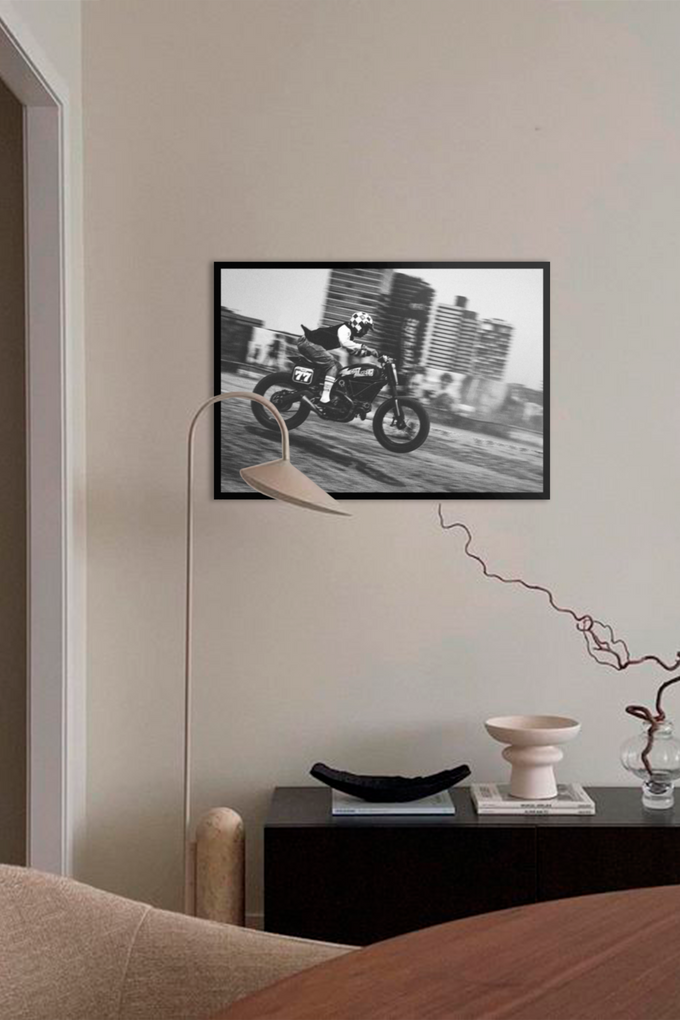 Stampa artistica Dirty Wheelie in bianco e nero
