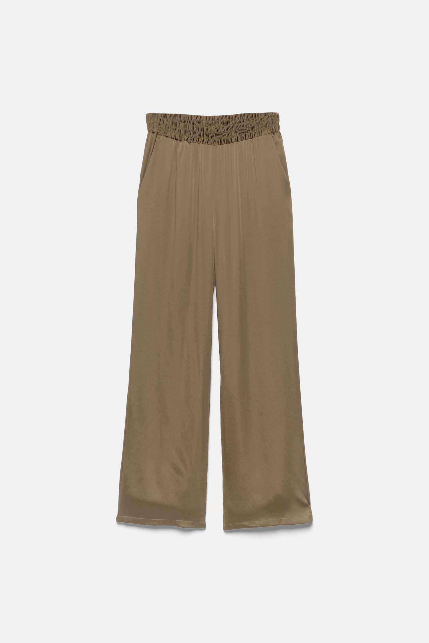 Pantaloni fluidi a gamba dritta con vita elasticizzata