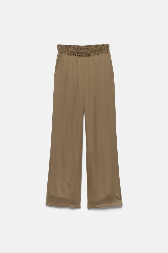 Pantaloni fluidi a gamba dritta con vita elasticizzata