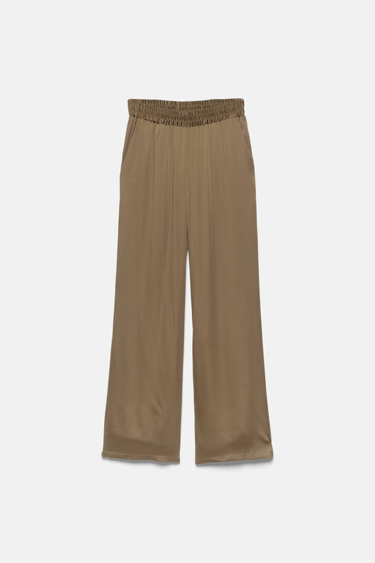Pantaloni fluidi a gamba dritta con vita elasticizzata