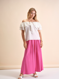 Top elasticizzato Folho con rouches e fiocco