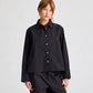Camicia corta in popeline di cotone biologico nera Flora