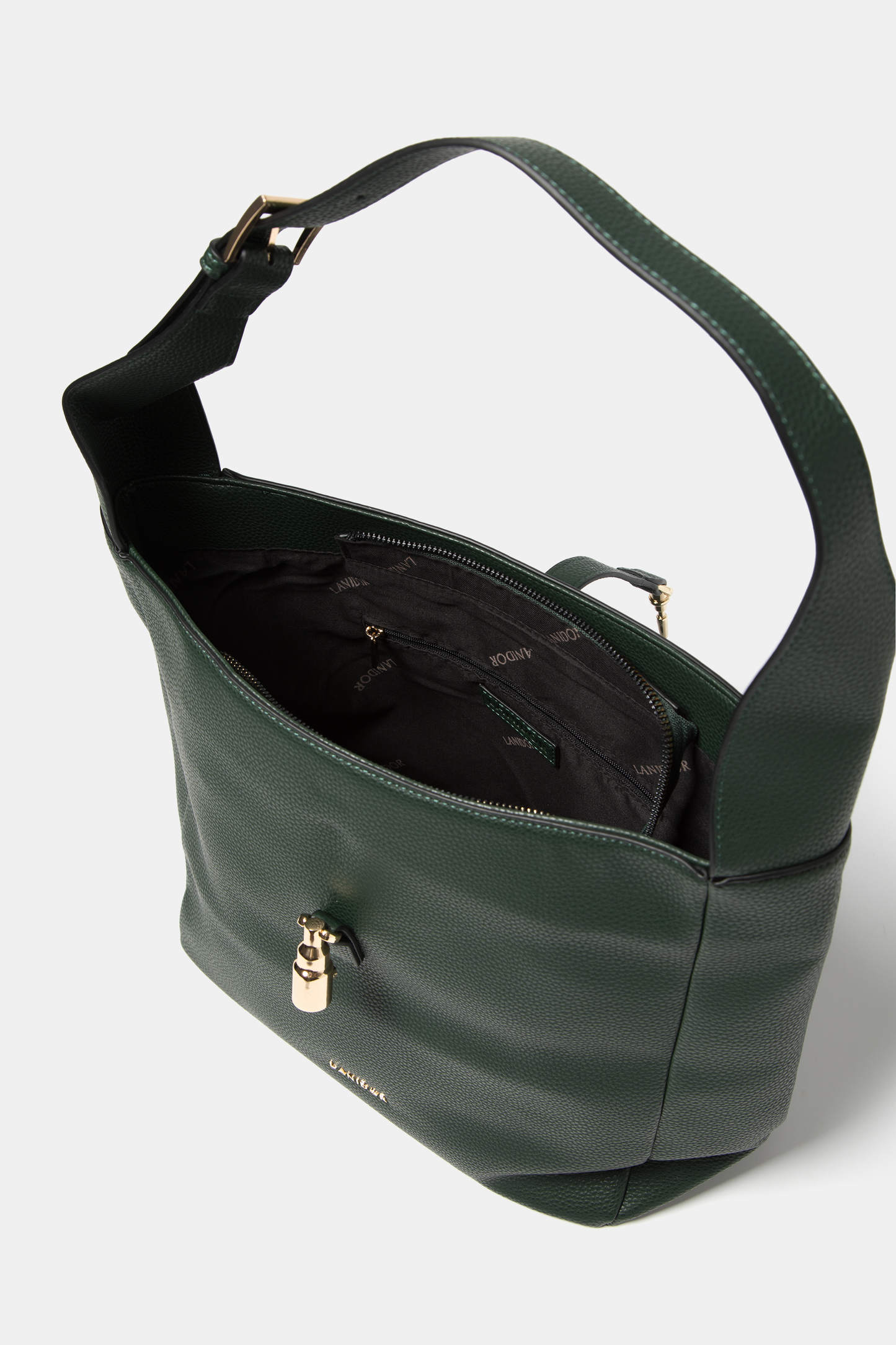 Borsa a spalla in ecopelle con dettagli metallici