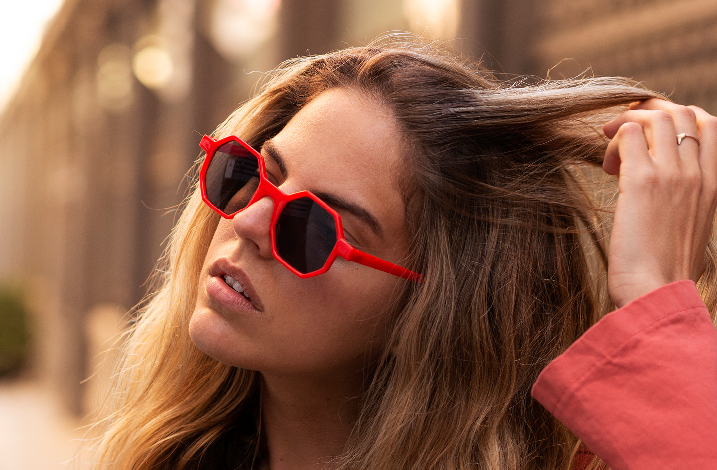 Occhiali da sole unisex Giada rossi polarizzati