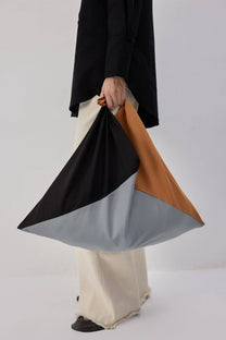 Borsa shopper color block in poliestere