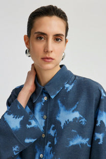 Camicia tie-dye in lino testurizzato